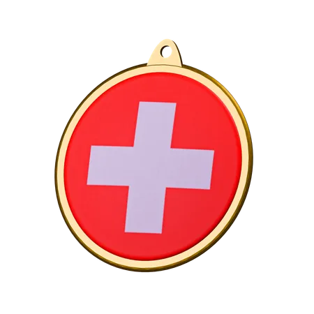 Switzerland Flag Medal Badge  3D Icon