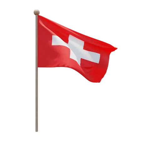 Switzerland Flag Pole  3D Flag