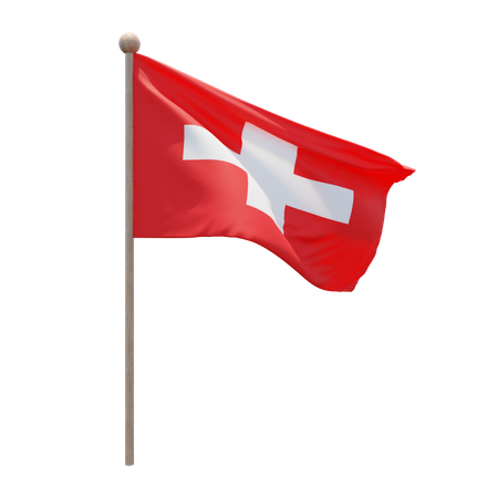 Switzerland Flag Pole 3D Illustration
