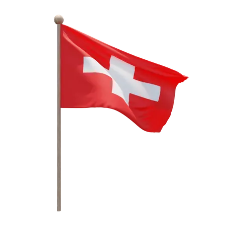 Switzerland Flagpole  3D Illustration