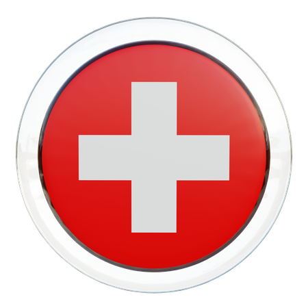 Switzerland Round Flag  3D Icon