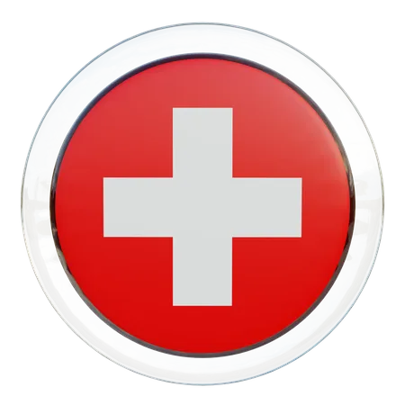Switzerland Round Flag  3D Icon