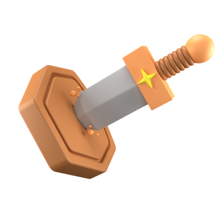 Sword And Cracked Shield  3D Icon
