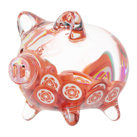 Sxp Clear Glass Piggy Bank With Decreasing Piles Of Crypto Coins  3D Icon