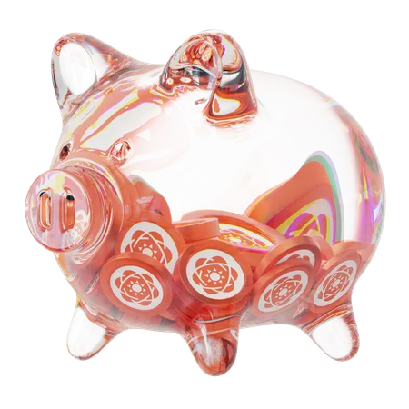 Sxp Clear Glass Piggy Bank With Decreasing Piles Of Crypto Coins  3D Icon