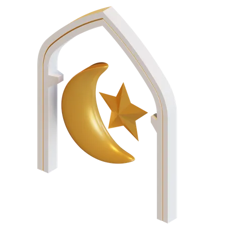 Symbole étoile croissant  3D Illustration