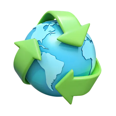 Symbole de recyclage avec globe  3D Icon