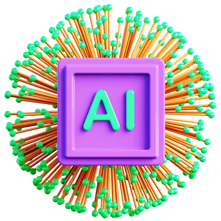 Symbole de réseau IA  3D Icon