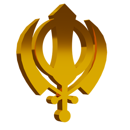 Symbole du sikhisme doré  3D Icon