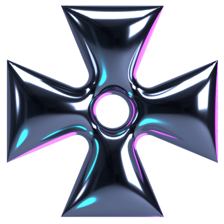 Symmetric Chrome Cross Emblem  3D Icon