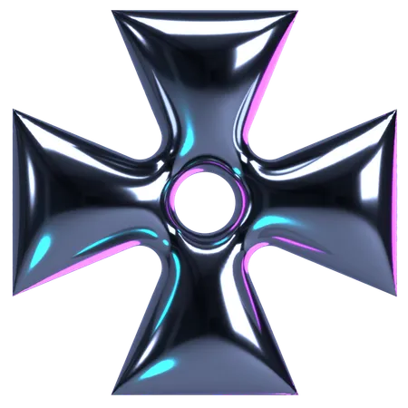 Symmetric Chrome Cross Emblem  3D Icon