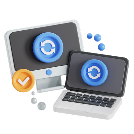 Synchronisierung mehrerer Geräte  3D Icon