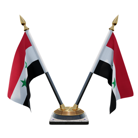 Syria Double Desk Flag Stand  3D Flag