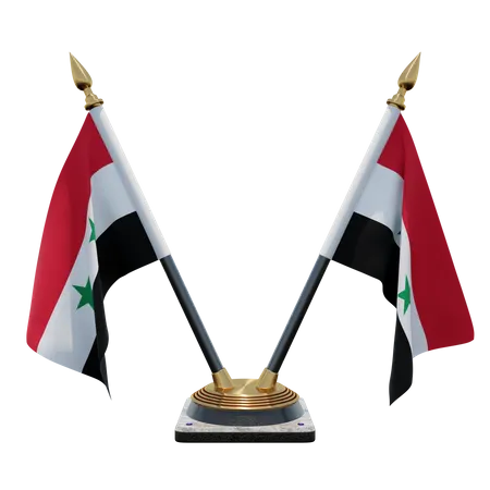 Syria Double Desk Flag Stand  3D Flag