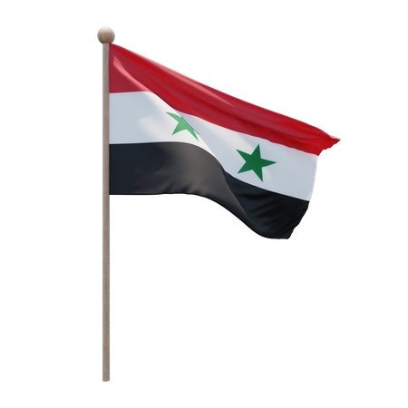 Syria Flag Pole  3D Flag