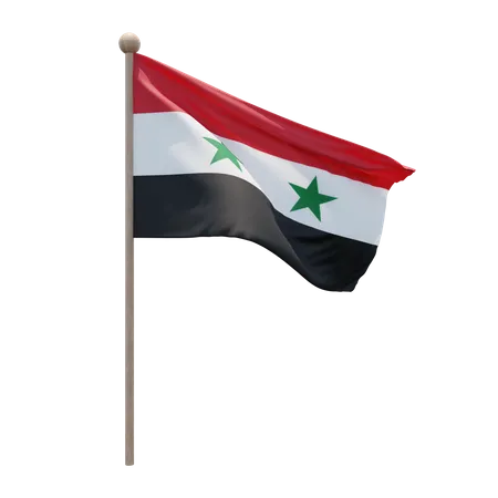 Syria Flag Pole 3D Illustration