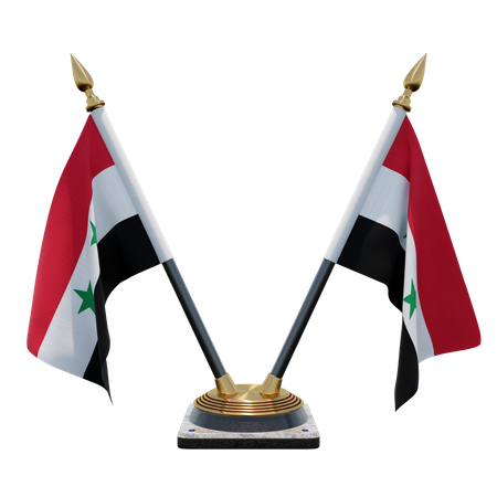 Support de drapeau de bureau double (V) Syrie  3D Icon