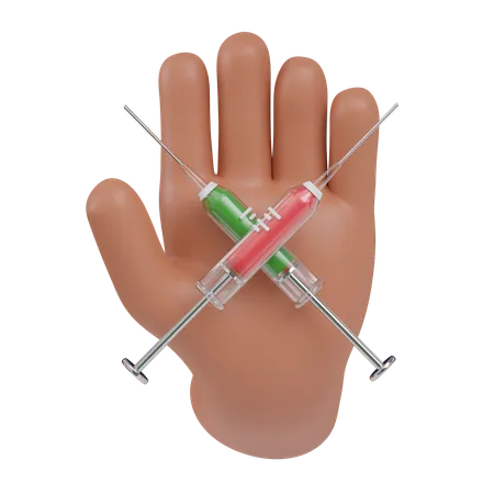 Hand With Crossed Syringes Concept Of Drug Use 3 D Icon Narcotics Illustration 3D Icon