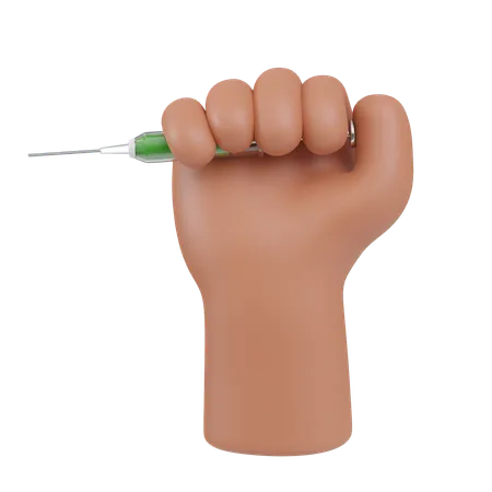 Hand Holding Syringe Concept Of Drug Use 3 D Icon Narcotics Illustration 3D Icon