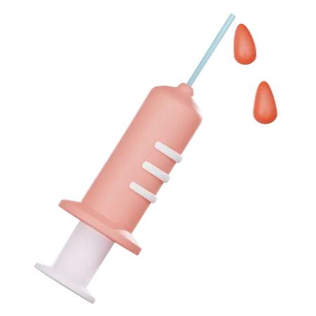 3 D Illustration Of Surreal Syringe And Blood Drop 3D Icon