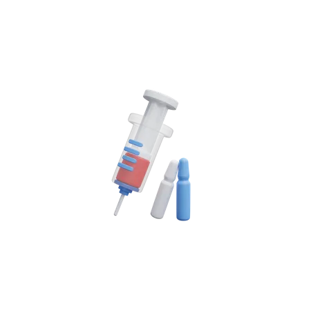 Syringe And Ampoules 3D Illustration