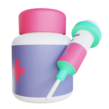 Syringe And Medicine Bottle  3D Illustration