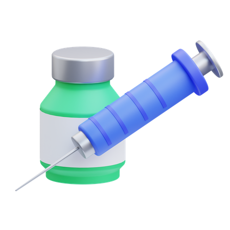 Syringe And Medicine Vial  3D Icon