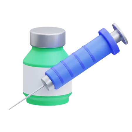 Syringe And Medicine Vial  3D Icon