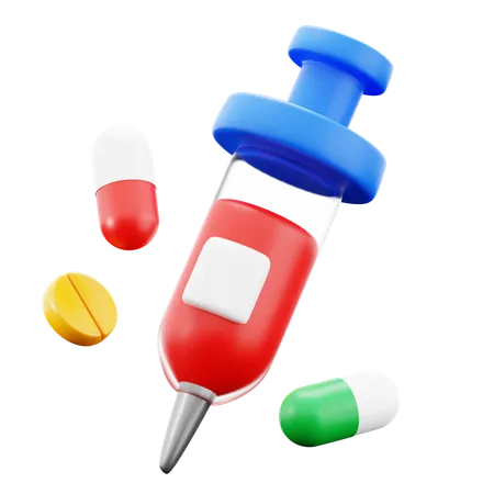 Syringe And Medicines  3D Icon