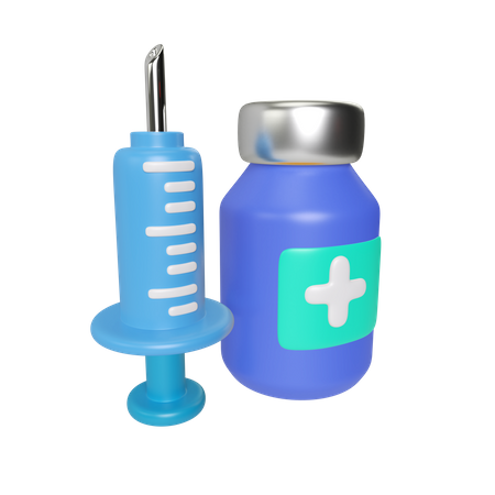 Syringe And Vaccine  3D Illustration