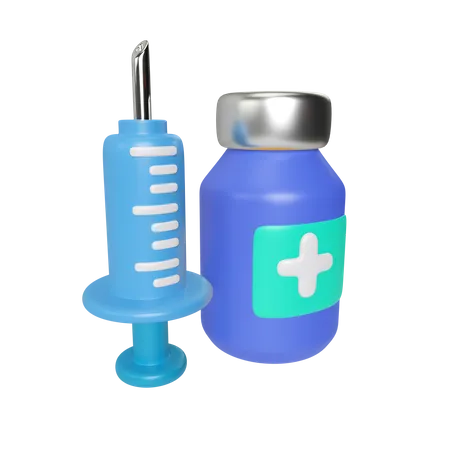 Syringe And Vaccine  3D Illustration