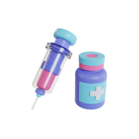 Syringe And Vaccine 3D Icon