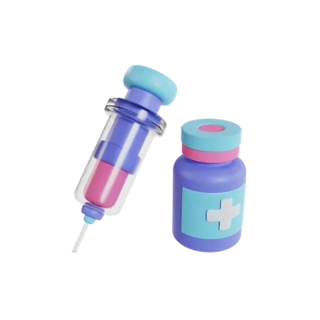 Syringe And Vaccine  3D Icon