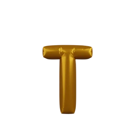 3 D Illustration Of Golden Balloon Concept Alphabet T 3D Illustration