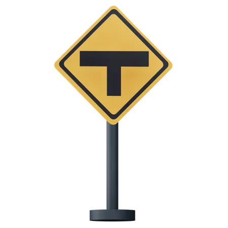 T Intersection Sign  3D Icon