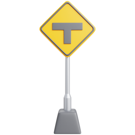 T Intersection Sign  3D Icon