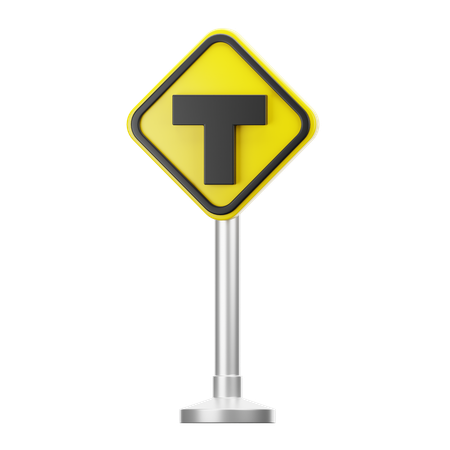 T junction sign  3D Icon