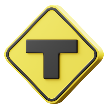 T Junction Sign 3D Icon