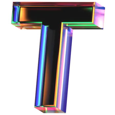 3 D Icon Of A Glass Letter T 3D Icon