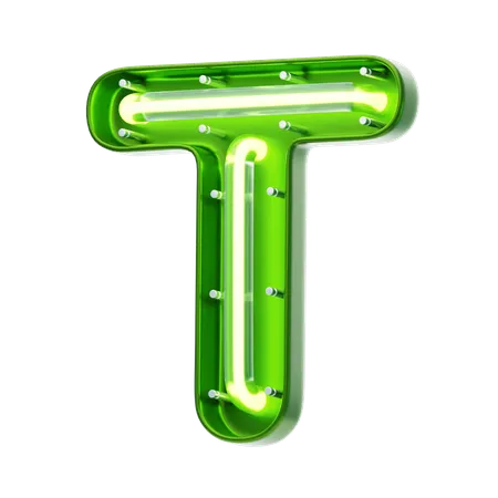 T Letter Shape Neon Text  3D Icon