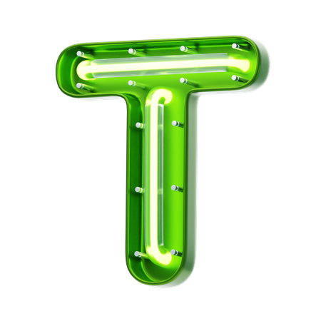 T Letter Shape Neon Text  3D Icon