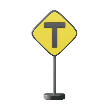 T Road Intersection  3D Illustration