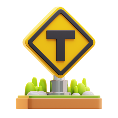 T road intersection sign  3D Icon