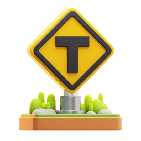 T road intersection sign  3D Icon