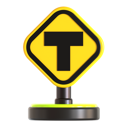 T Road Traffic Sign  3D Icon