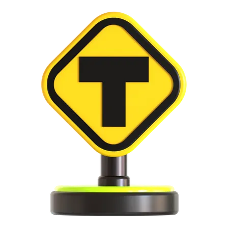 T Road Traffic Sign  3D Icon