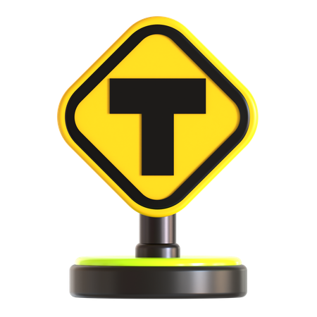 T Road Traffic Sign  3D Icon