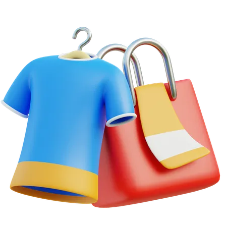 T Shirt And Bag  3D Icon