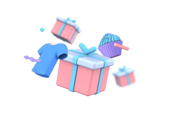 T-shirt with gift box  3D Illustration
