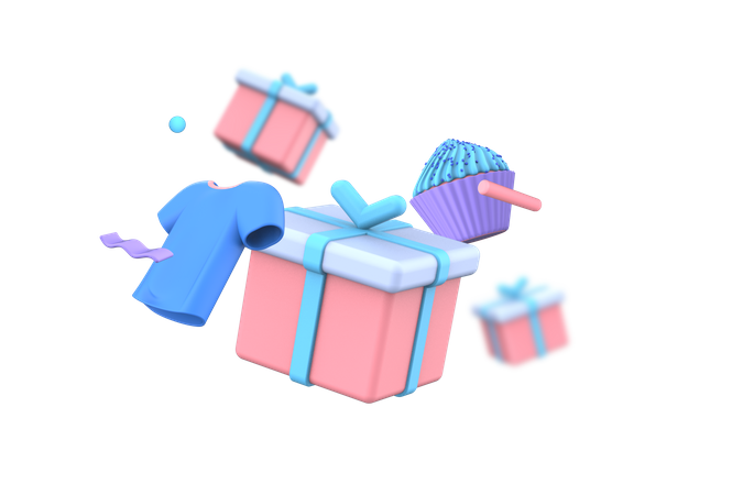 T-shirt with gift box  3D Icon